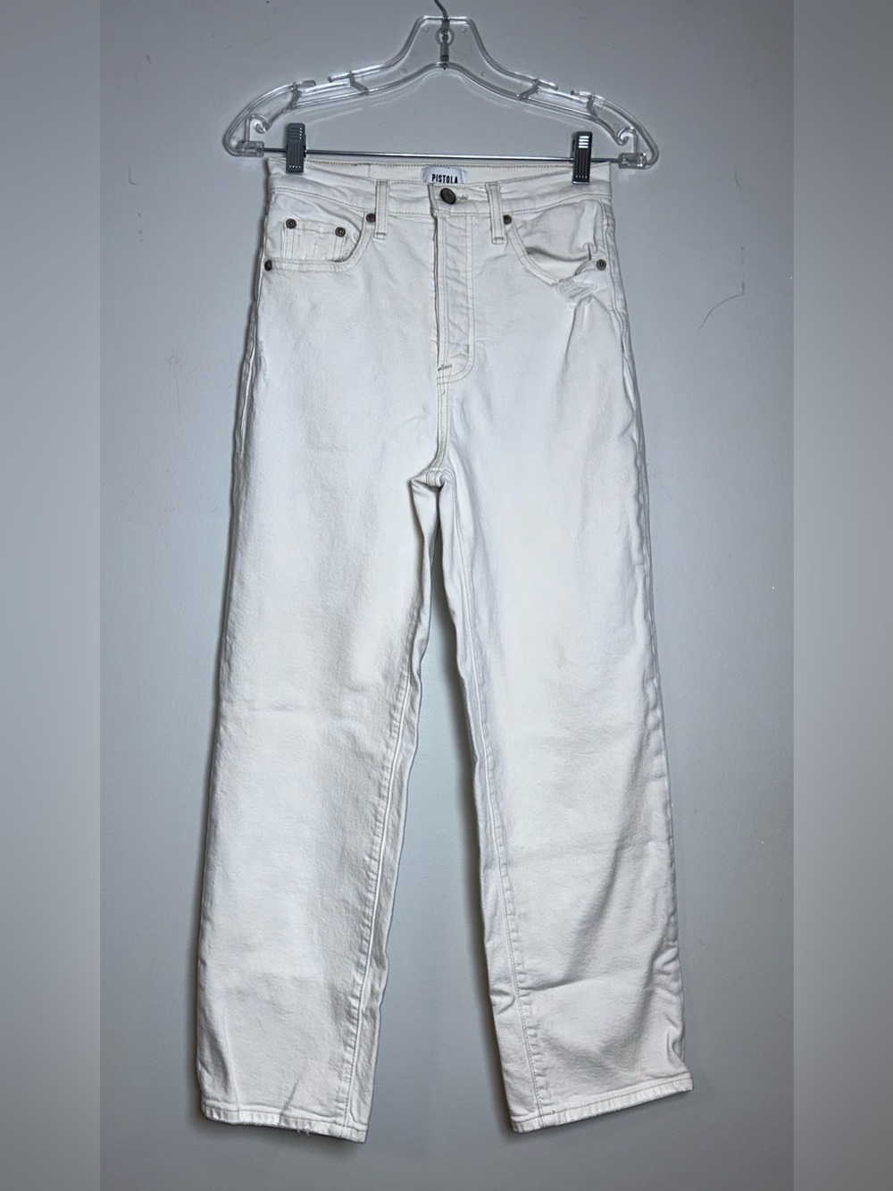 pistola Off-White high rise Straight Jeans size 25 distressed Denim